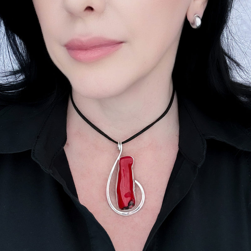 red coral pendant