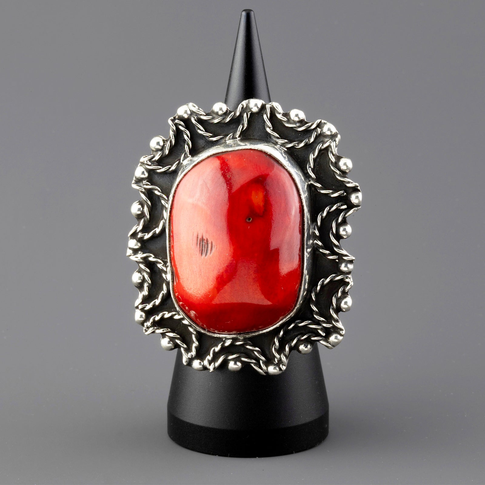 coral queen chunky silver ring