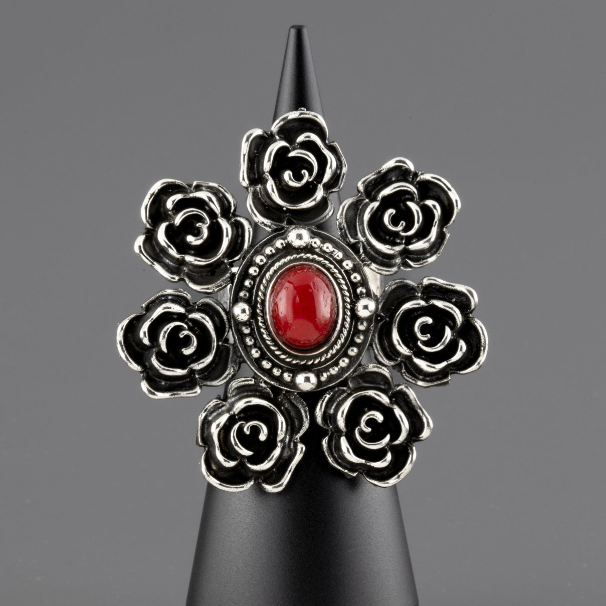 coral rose cocktail ring