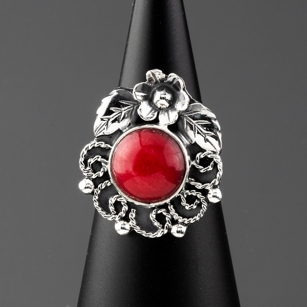 Coral Rosita Mexican Silver Ring