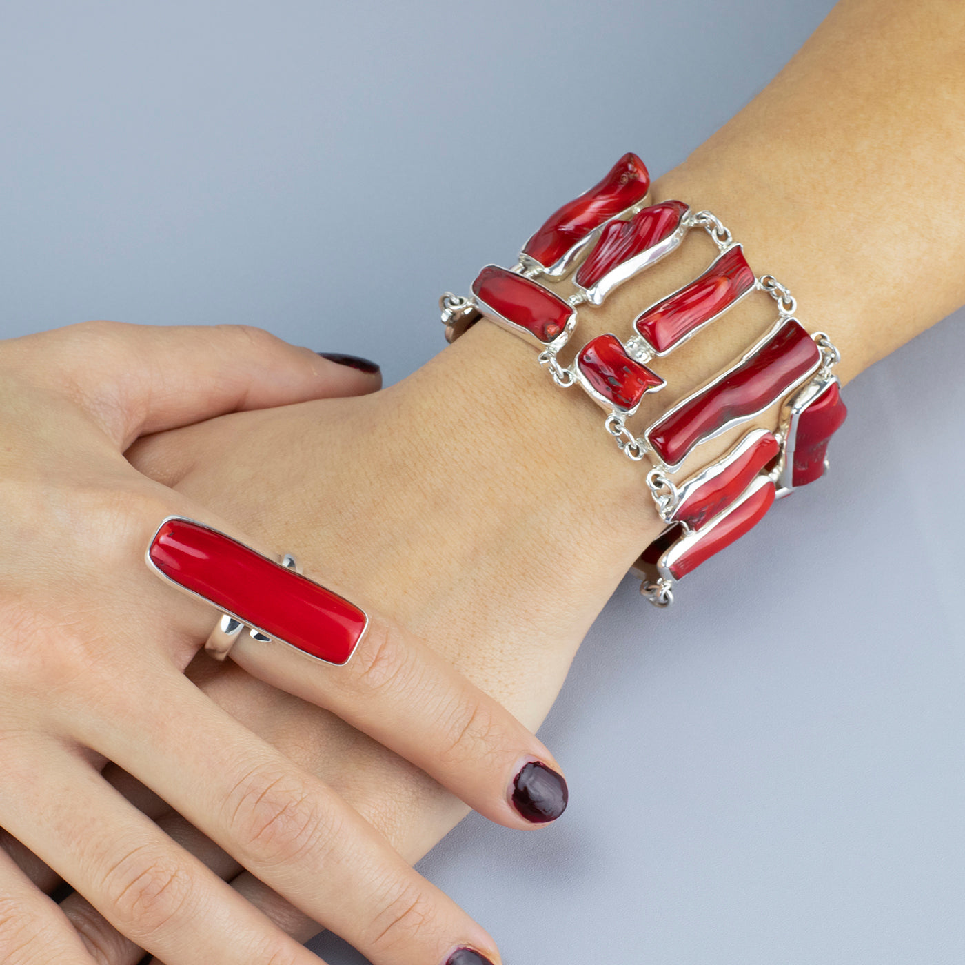 Large Red Coral Bracelet