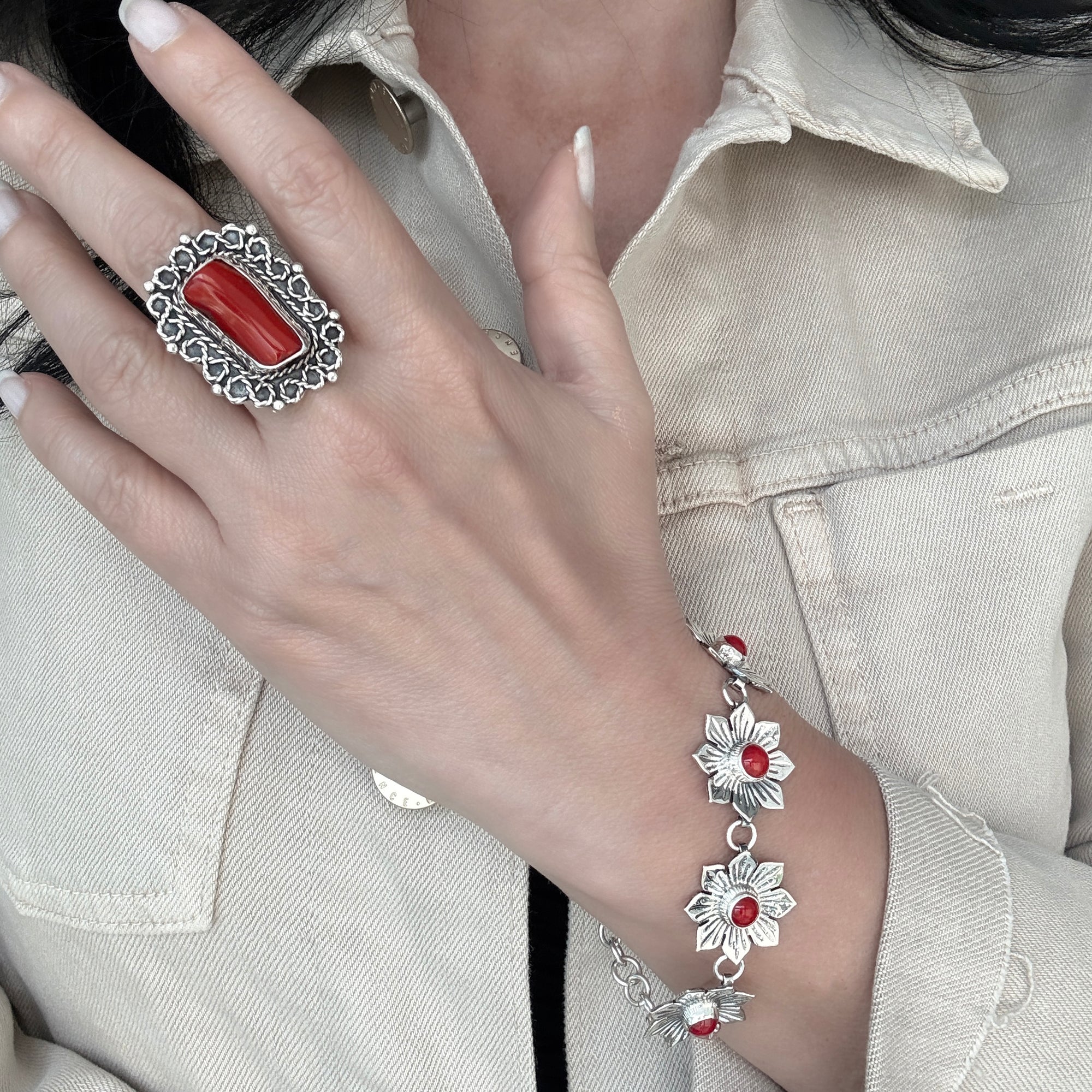 Flamenca Red Coral Ring