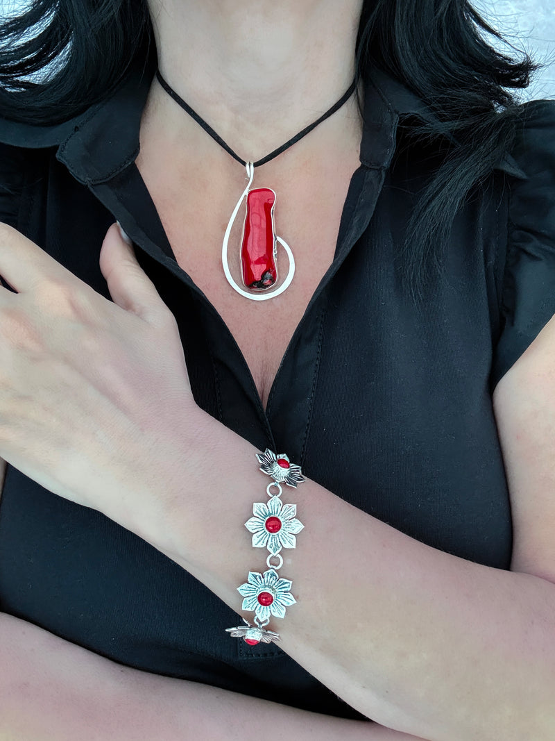 Red Current Coral Pendant