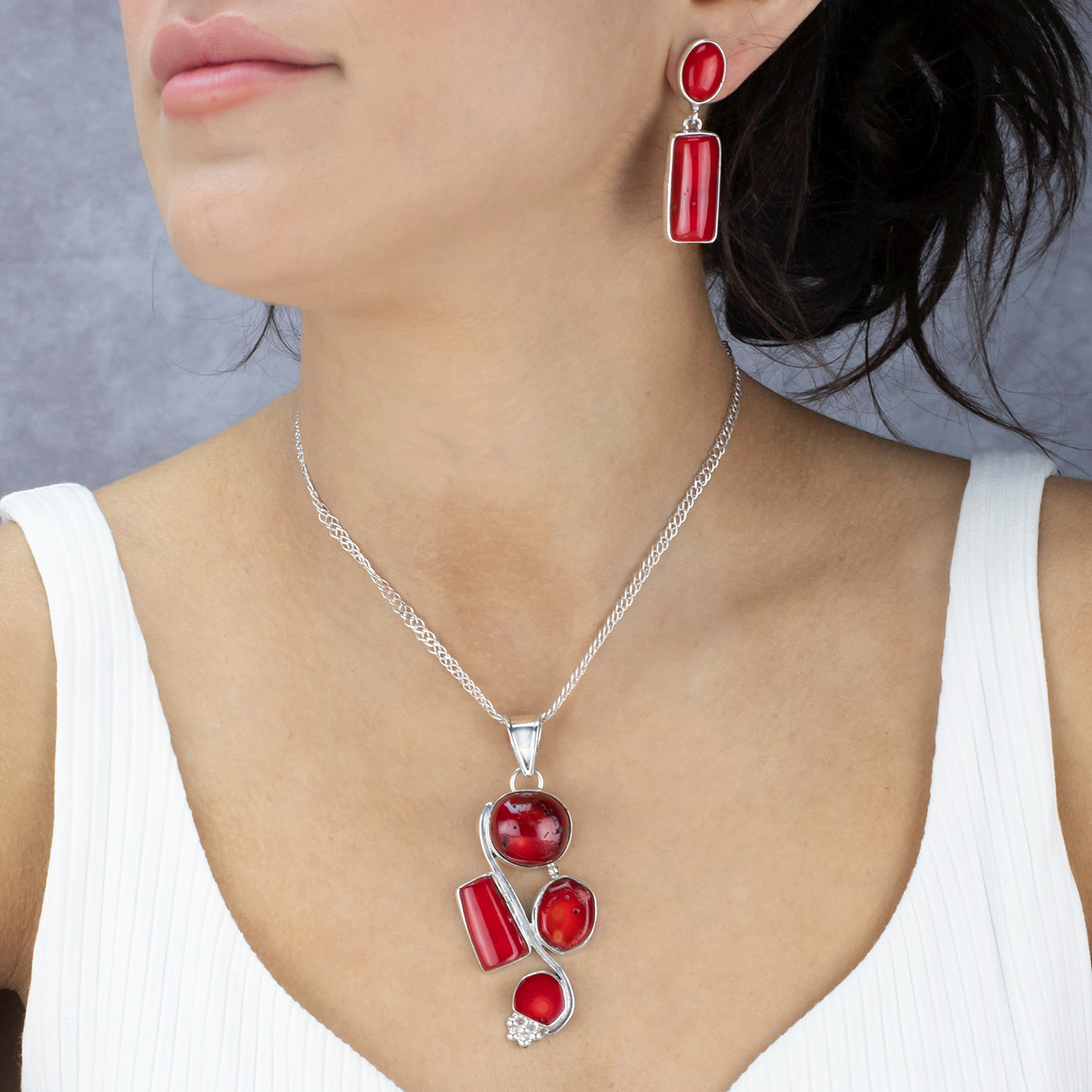 Crimson Flow Red Coral Pendant