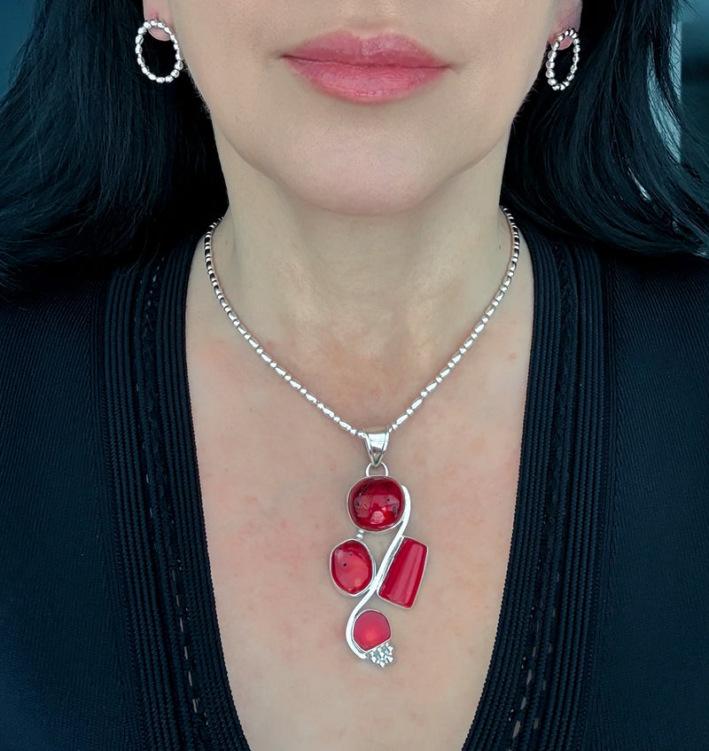 large red coral pendant