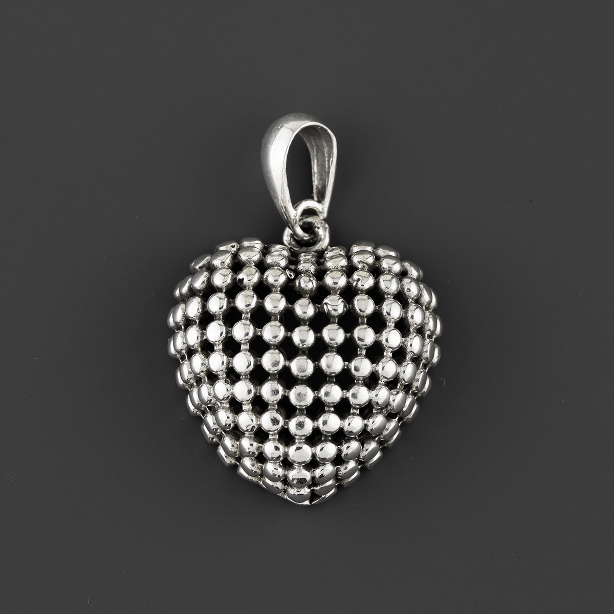 corazon bolita sterling silver pendant