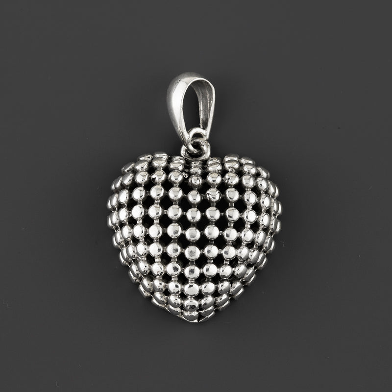 corazon bolita sterling silver pendant