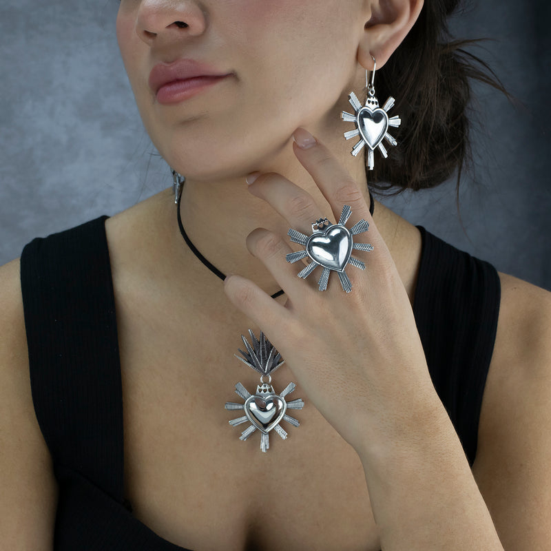 Corazon Ardiente Mexican Silver Earrings