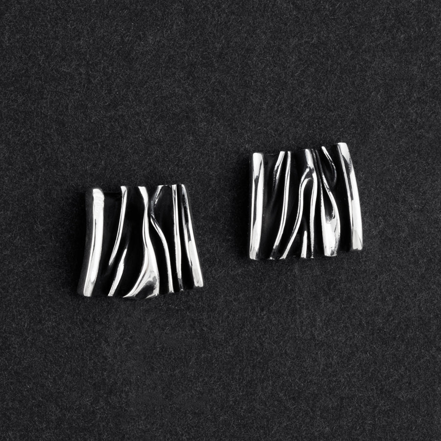 corrugated Mexican silver stud earrings