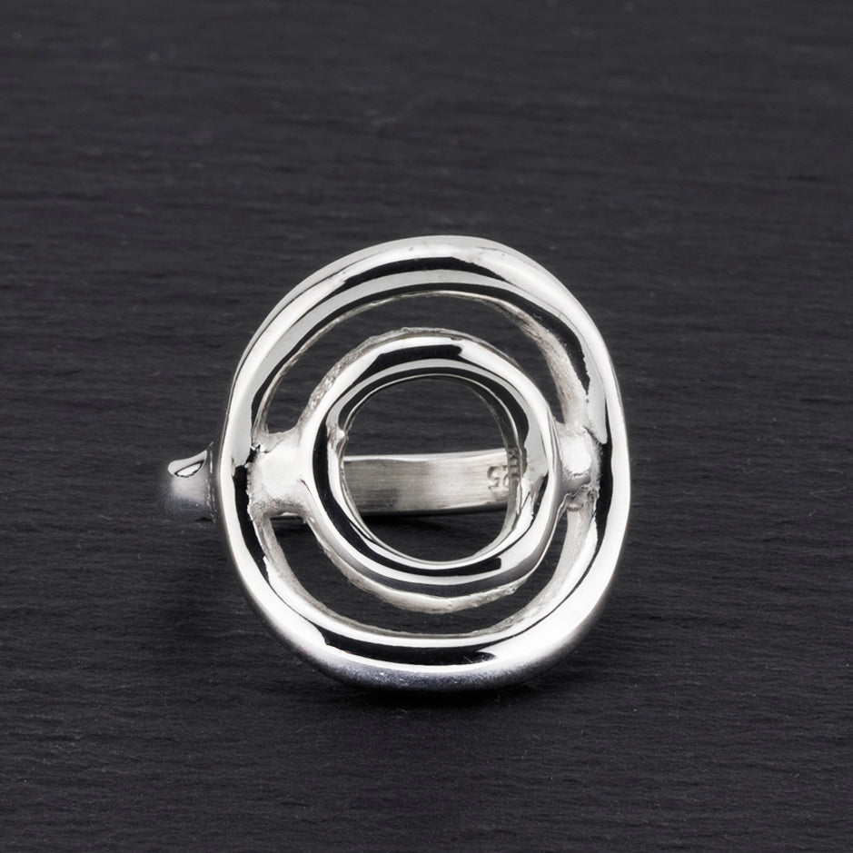 cosmic circle chunky silver ring