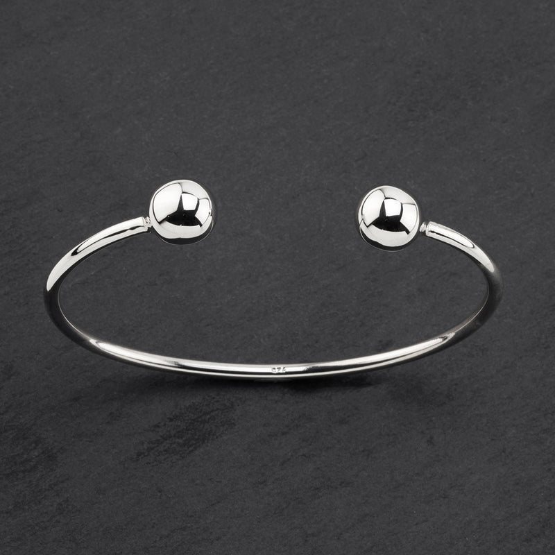 cosmic ends open silver bangle bracelet