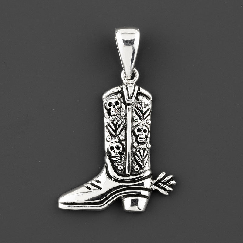cowboy boot Mexican silver pendant