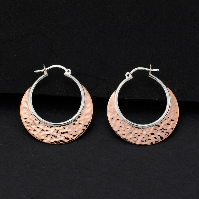 crescent crush copper hoop earrings