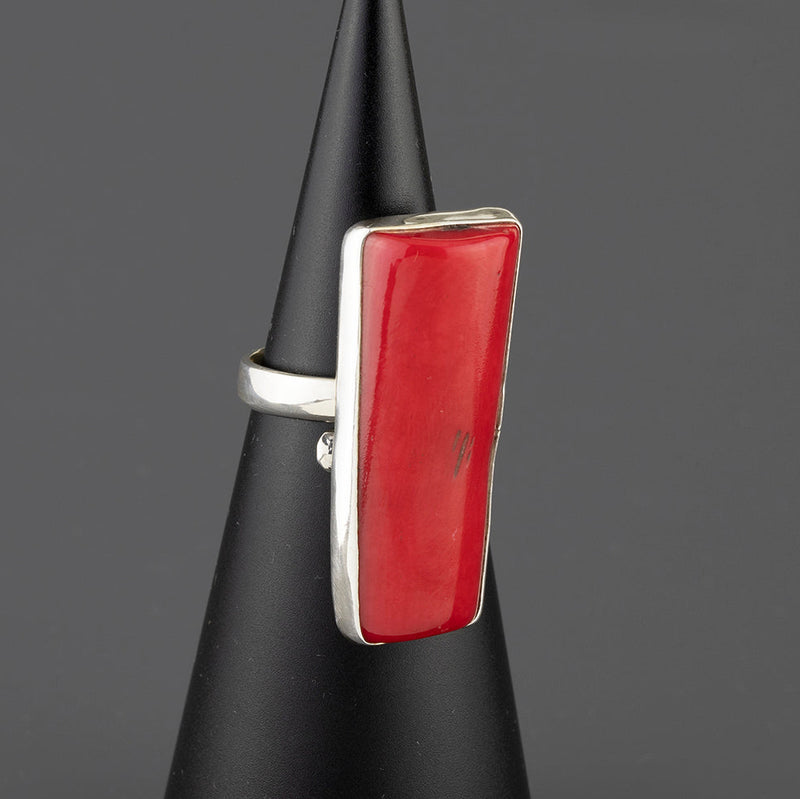 crimson slab red coral ring