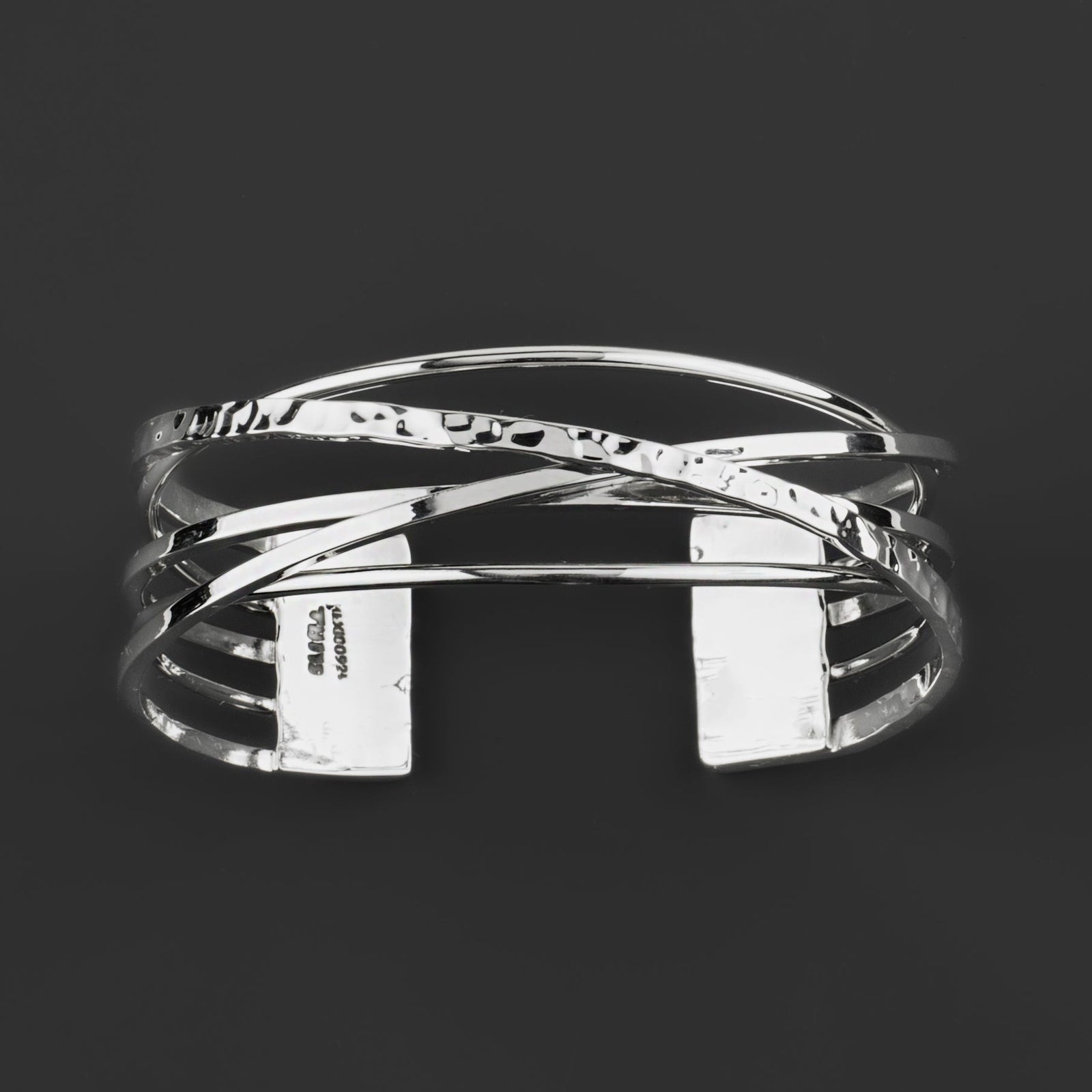 criss cross sterling silver cuff bracelet