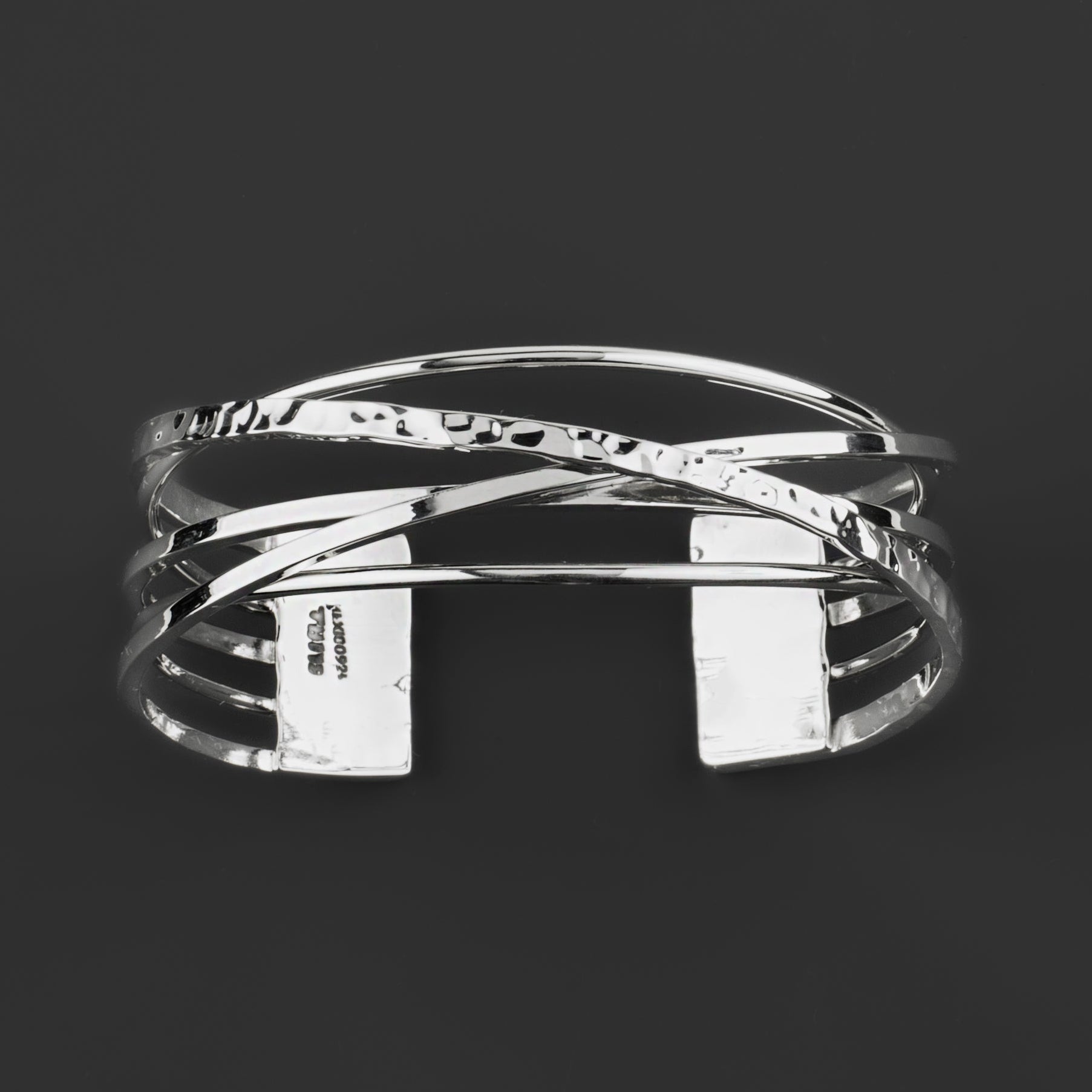 criss cross sterling silver cuff bracelet
