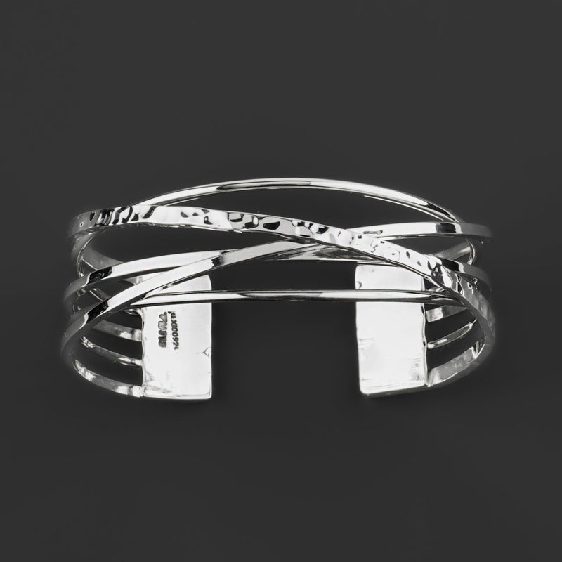 criss cross sterling silver cuff bracelet