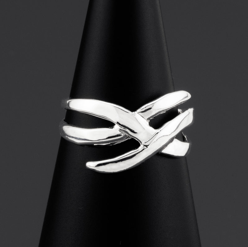 criss cross sterling silver ring