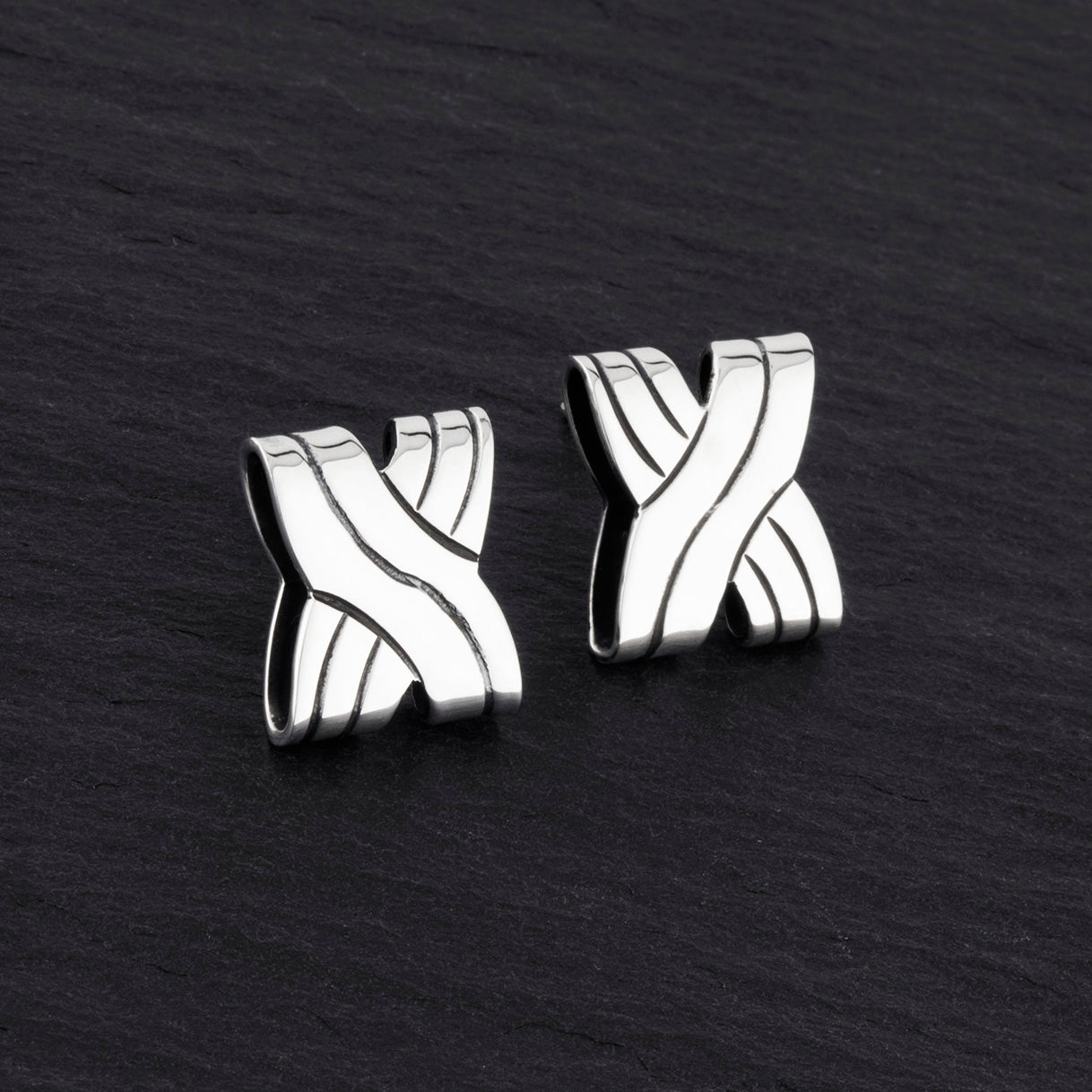 crossover Mexican silver stud earrings