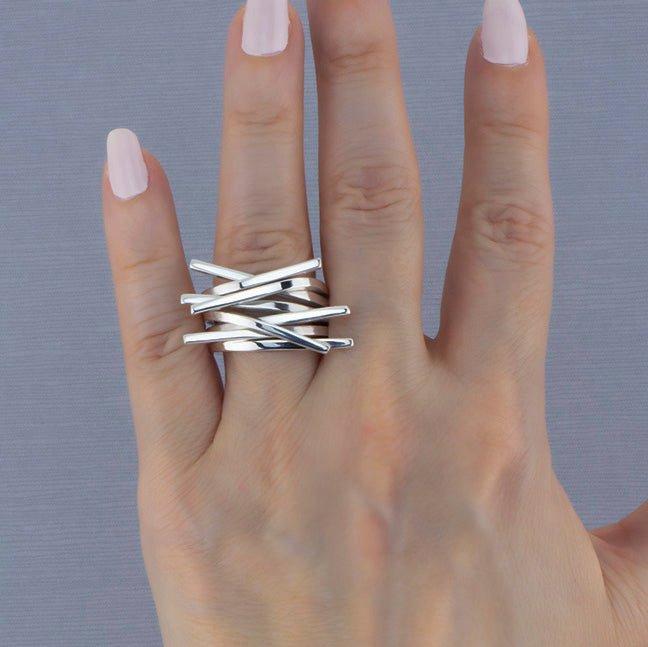 Crosswire Sterling Silver Statement Ring