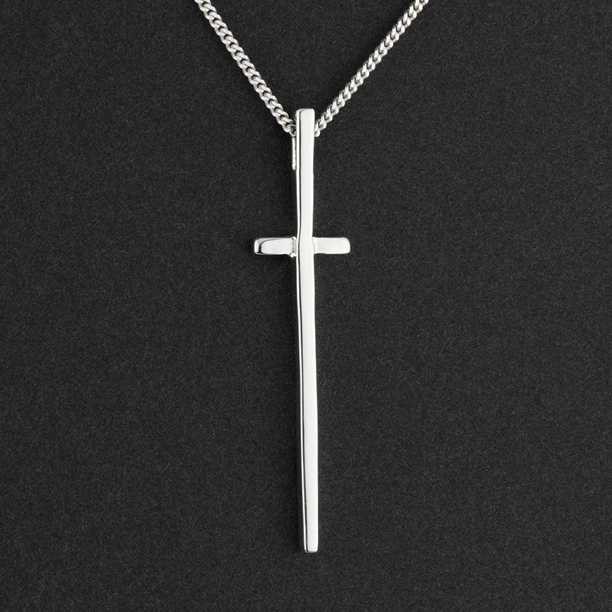 cruz alta thin sterling silver cross pendant