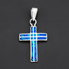 cruz del mar blue opal cross pendant