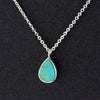 dainty silver and turquoise teardrop pendant necklace