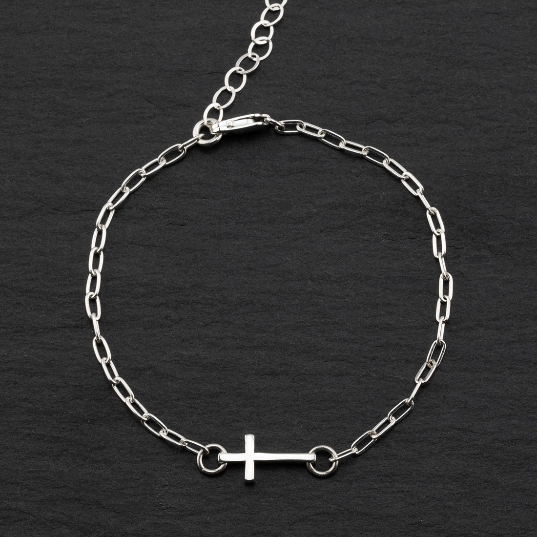 dainty sterling silver cross bracelet