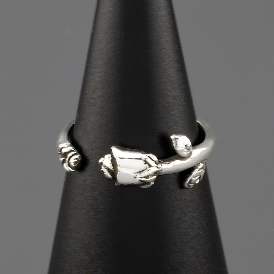 dainty sterling silver rose ring