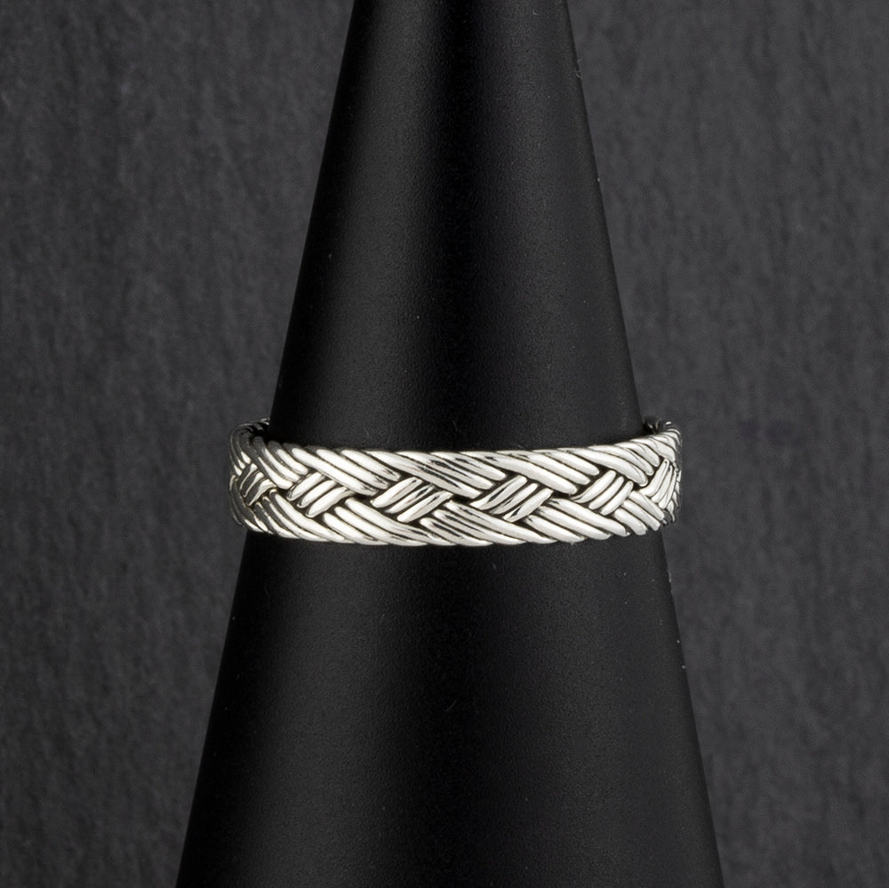 dainty sterling silver woven band ring