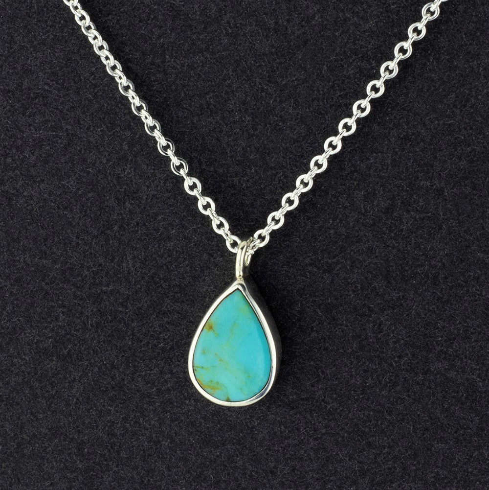 dainty turquoise teardrop pendant necklace