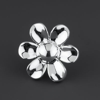 daisy flower chunky silver ring