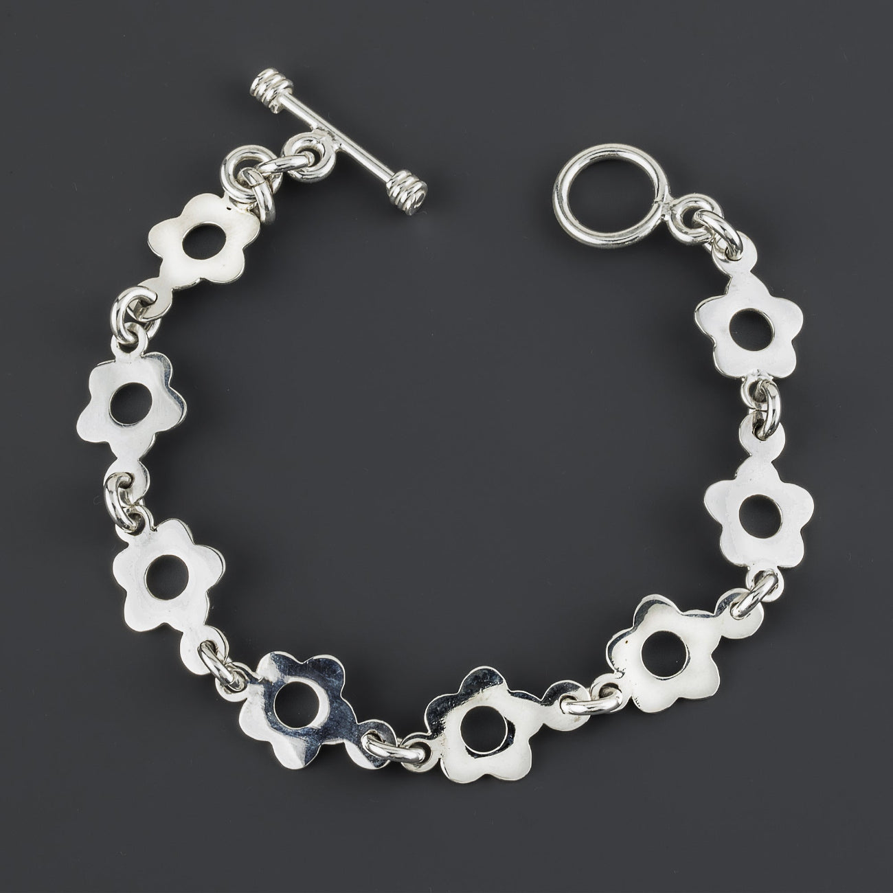daisy sterling silver link bracelet
