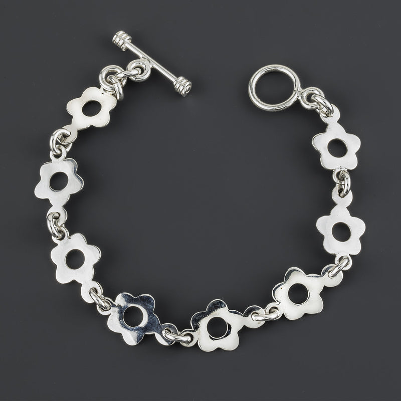 daisy sterling silver link bracelet