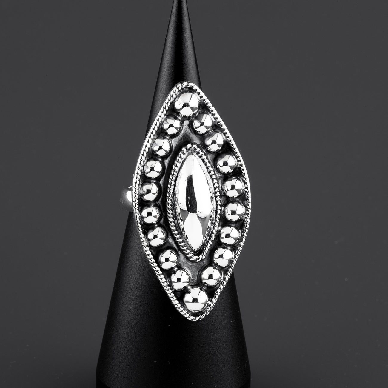 desert eye large Taxco silver ring