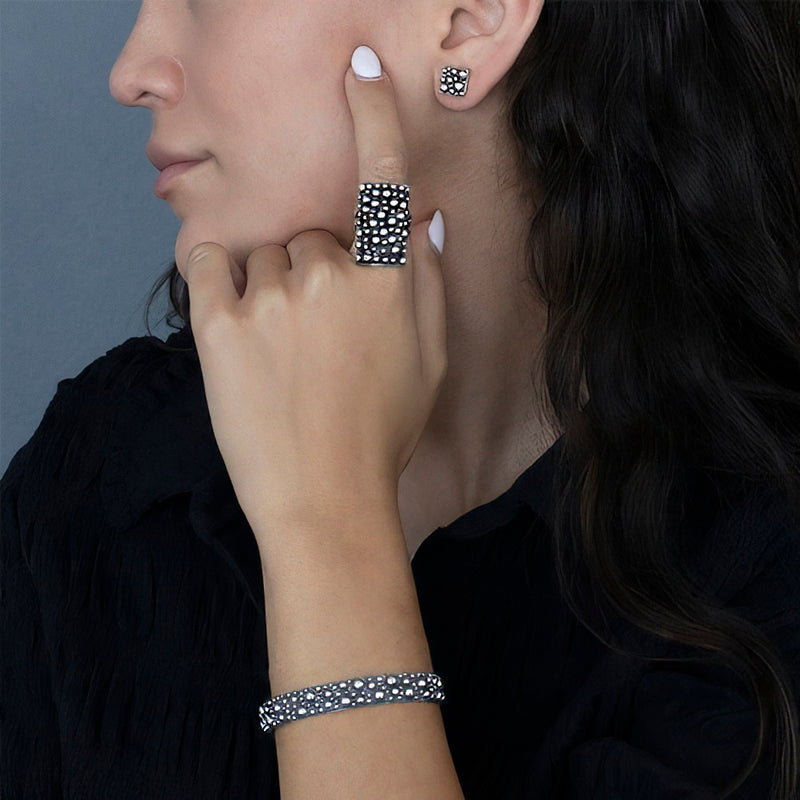 slim sterling silver dot cuff bracelet