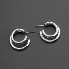 Sterling Silver Double Tube Hoop Earrings - Reveka Rose
