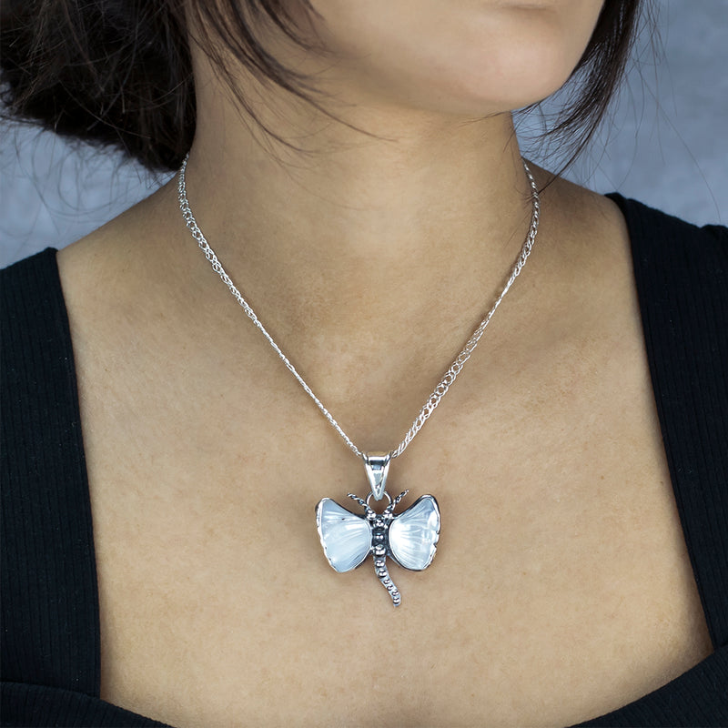 mother of pearl dragongly pendant