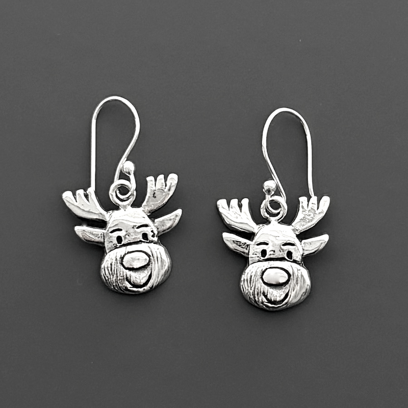 Reindeer Cheer Silver Drop Earrings