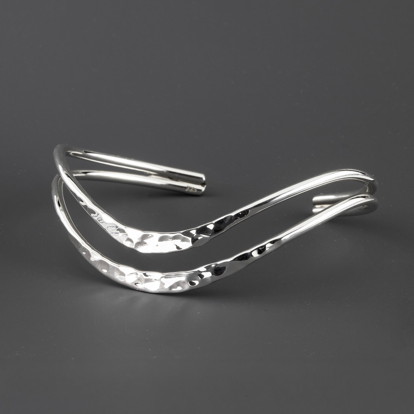 easy curve hammered silver cuff bracelet