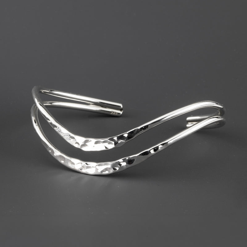 easy curve hammered silver cuff bracelet