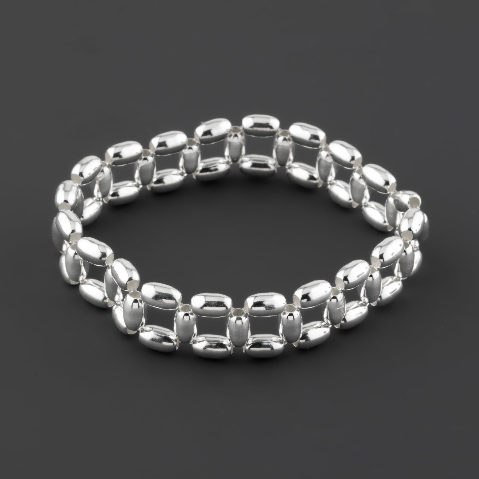 elastic sterling silver bead bracelet