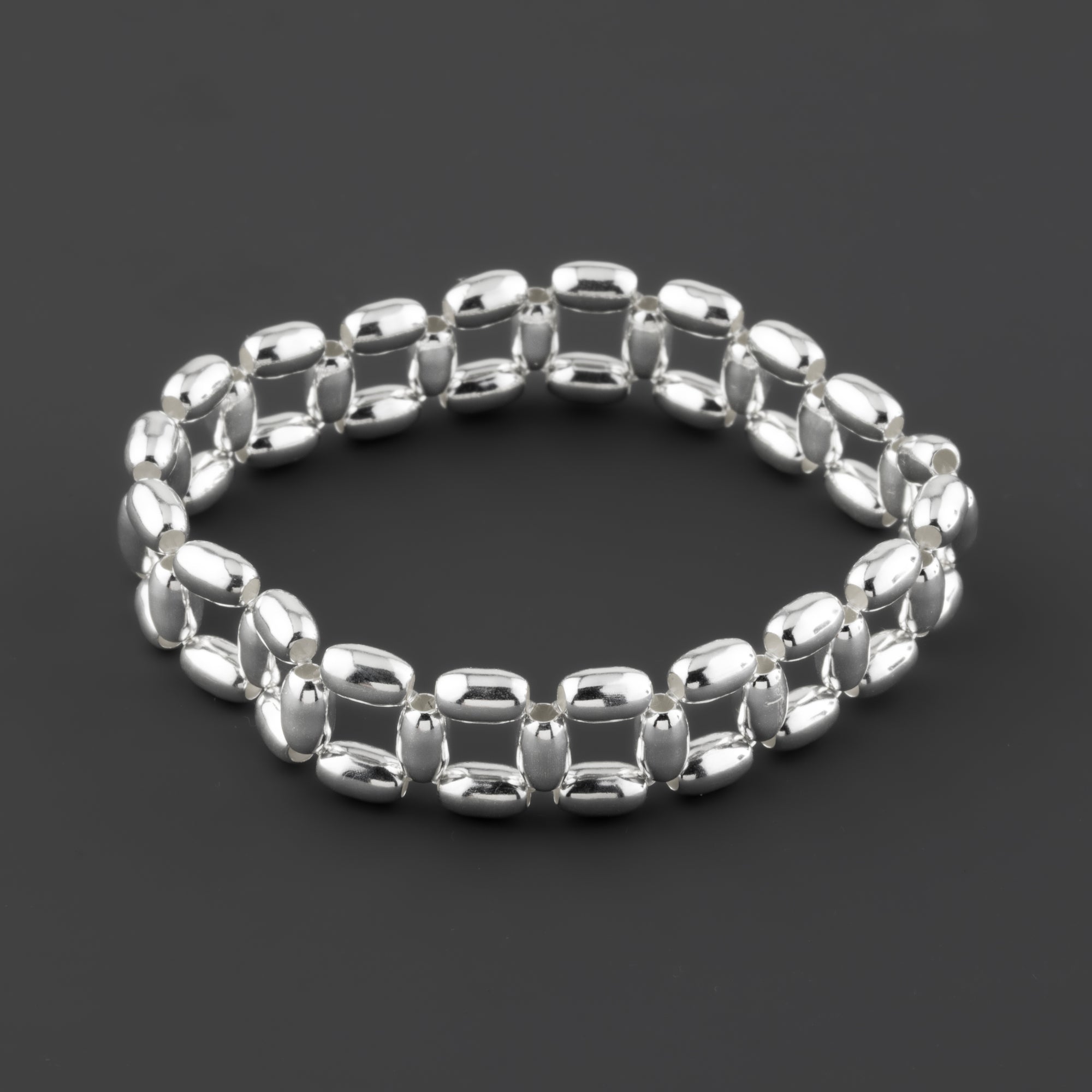 elastic sterling silver bead bracelet