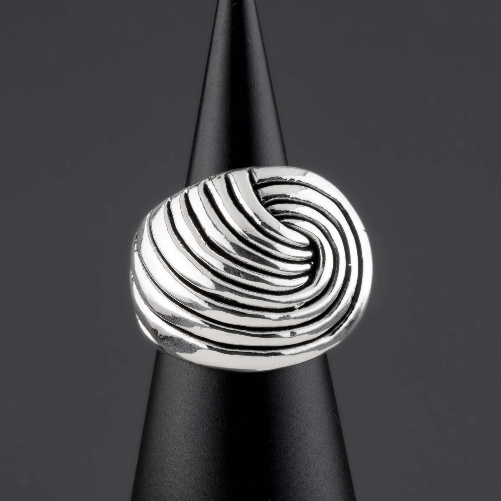 electroformed sterling silver swirl ring