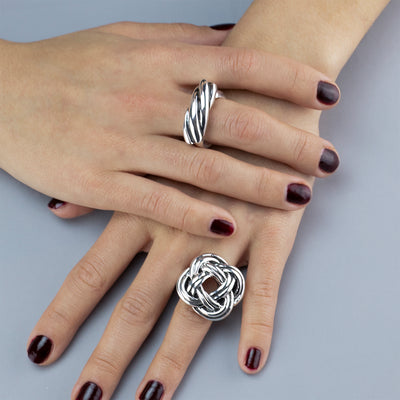 Chunky Silver Double Rope Ring