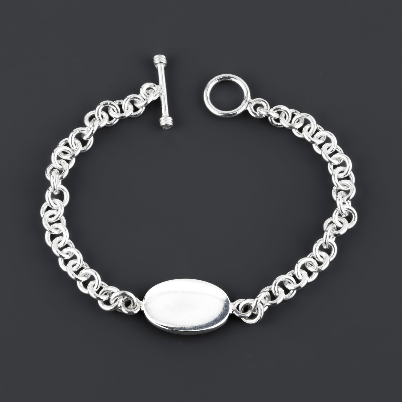 engravable sterling silver ID link bracelet