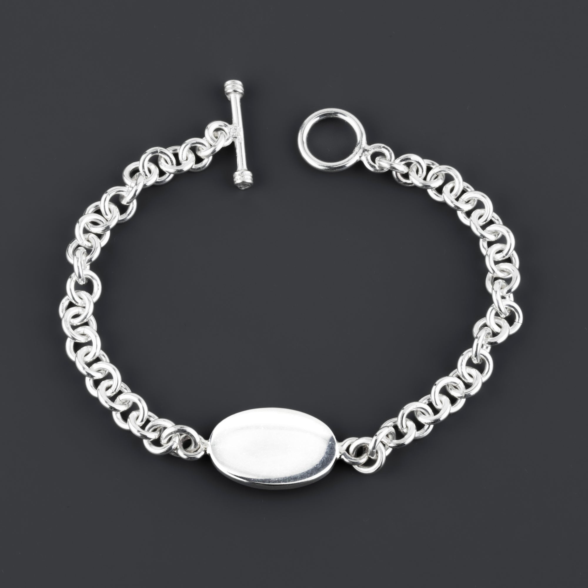 engravable sterling silver ID link bracelet