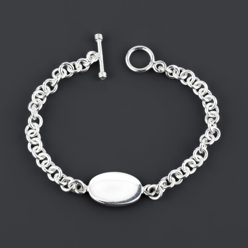 engravable sterling silver ID link bracelet