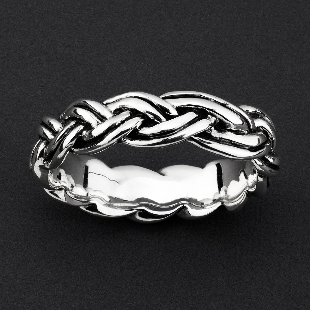 eterna trenza chunky silver bangle