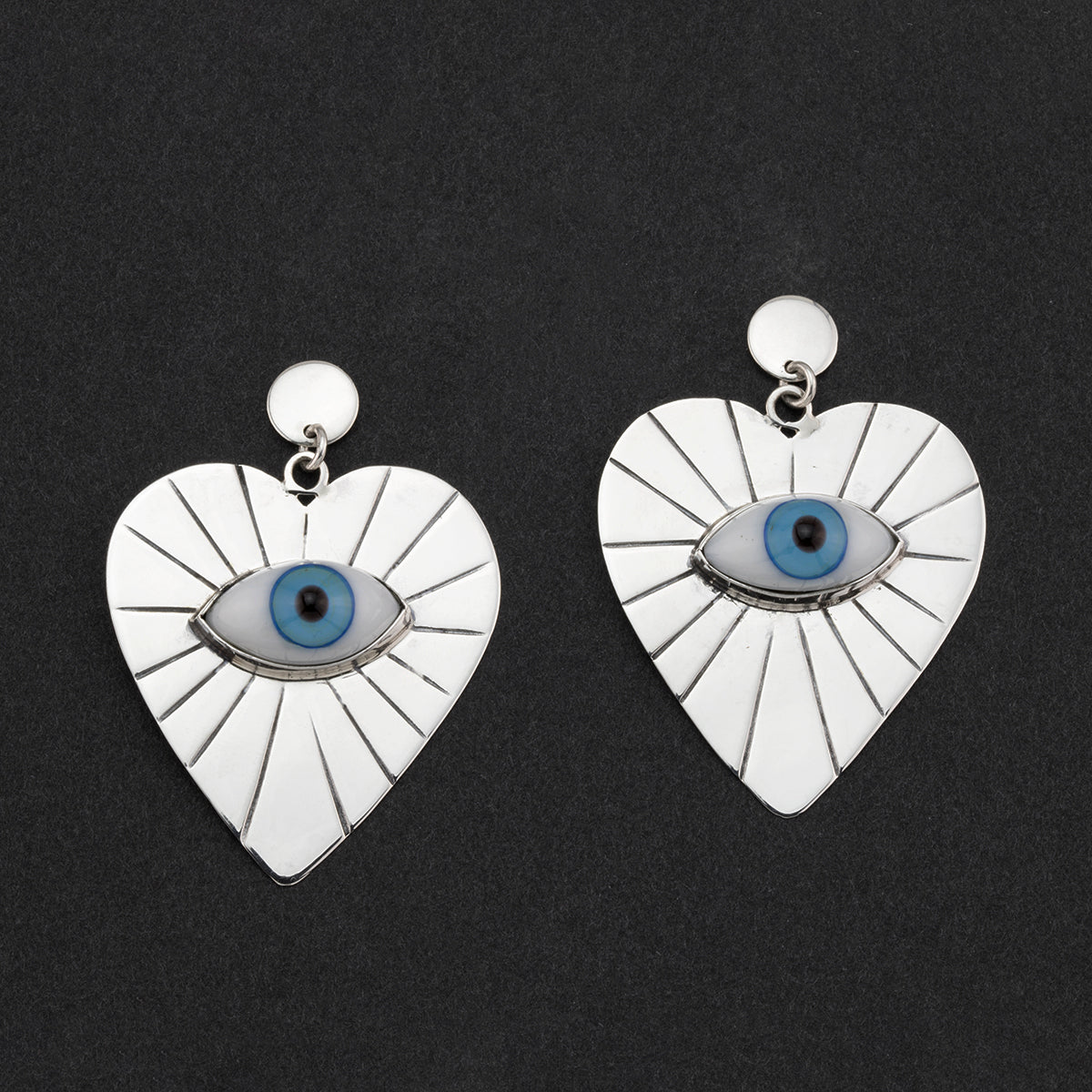 evil eye heart earrings